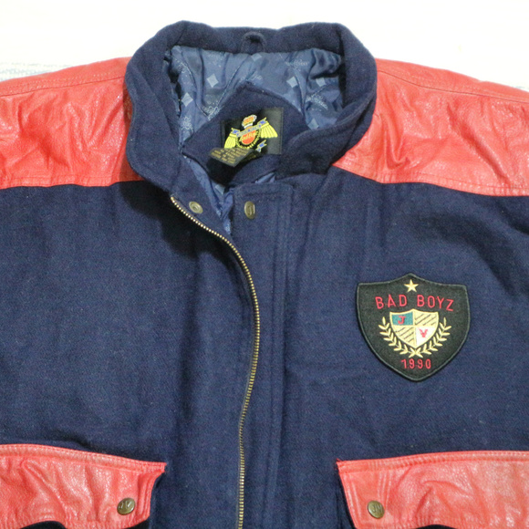 VTG JACKIE VITAL Bad Boyz 90s Letterman Jacket Sz Large Men - Picture 3 of 8